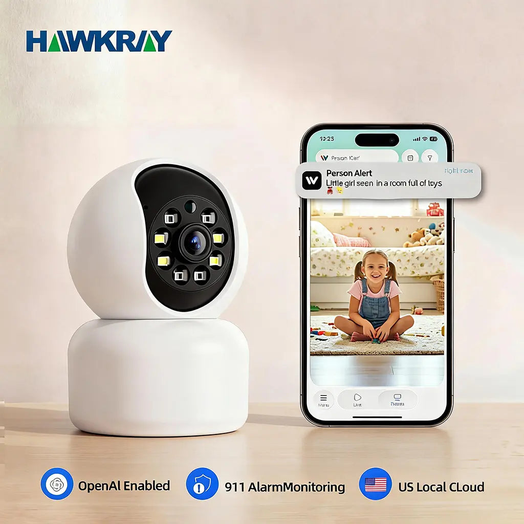 Hawkray Smart Pet Monitor for Multi-Pet Homes | 360° Coverage | 3MP 2K HD Resolution | AI Pet Recognition | Two-Way Audio and Home Security Features