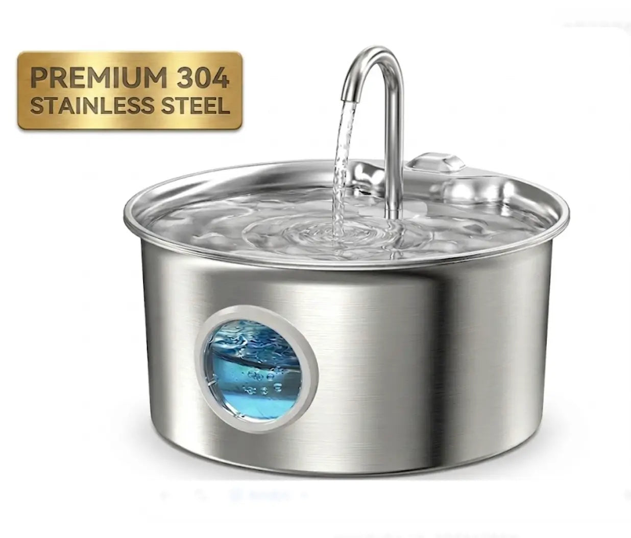 3.2L Stainless Steel Pet Water Fountain - Whisper-Quiet 25dB Automatic Cat Water Dispenser with 4-Stage Filtration and Water Level Indicator for Indoor Use