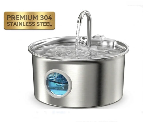 3.2L Stainless Steel Pet Water Fountain - Whisper-Quiet 25dB Automatic Cat Water Dispenser with 4-Stage Filtration and Water Level Indicator for Indoor Use