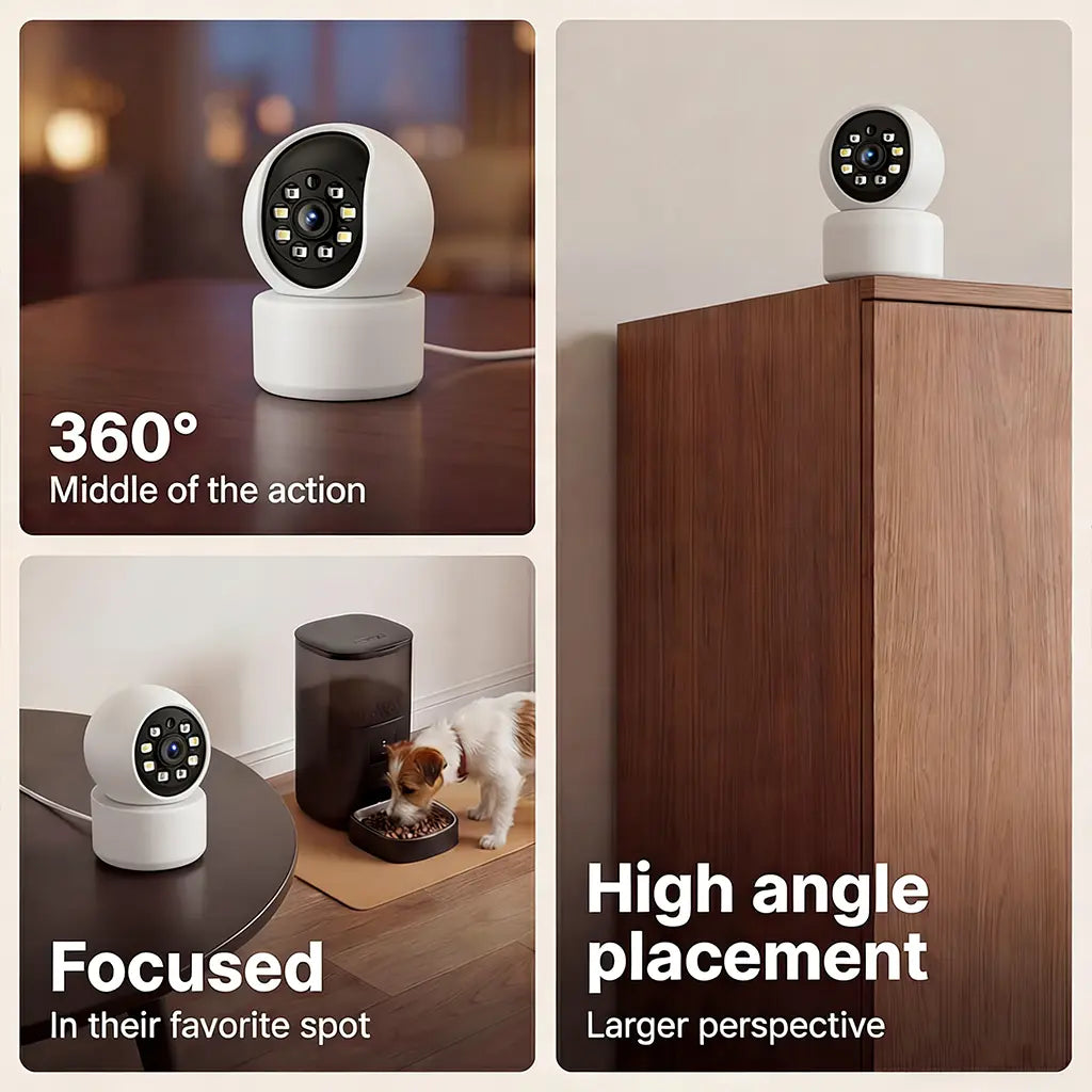 Hawkray Smart Pet Monitor for Multi-Pet Homes | 360° Coverage | 3MP 2K HD Resolution | AI Pet Recognition | Two-Way Audio and Home Security Features