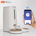 Automatic WiFi Cat Feeder for Two Cats, 4L Food Dispenser with App Control, Dual Stainless Steel Bowls, and Low Food Alerts