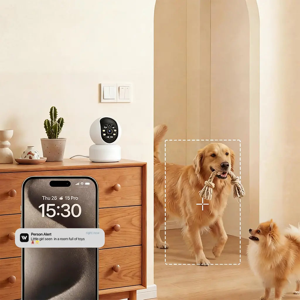 Hawkray Smart Pet Monitor for Multi-Pet Homes | 360° Coverage | 3MP 2K HD Resolution | AI Pet Recognition | Two-Way Audio and Home Security Features