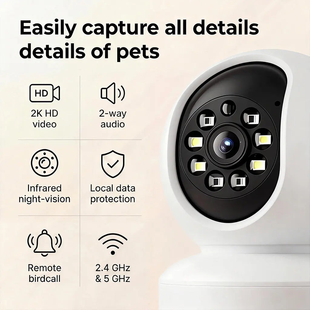 Hawkray Smart Pet Monitor for Multi-Pet Homes | 360° Coverage | 3MP 2K HD Resolution | AI Pet Recognition | Two-Way Audio and Home Security Features