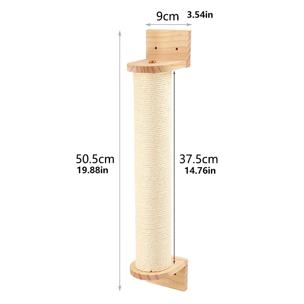 Cat Wall Climbing Shelf and Ladder with Scratching Post and Hiding House - Pet Furniture Tree Tower Accessories