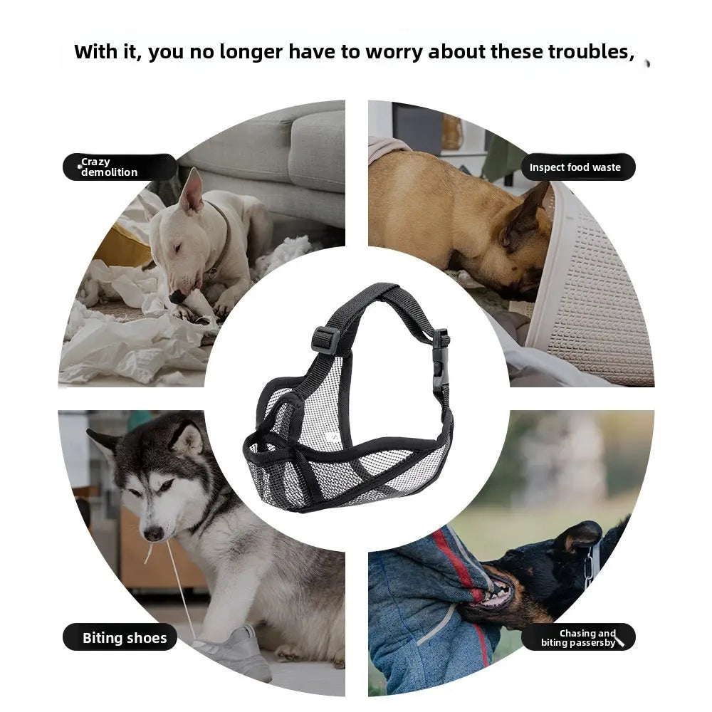 Dog Muzzle, Breathable Pitbull Muzzle, Adjustable Secure Fit, Prevents Biting & Accidental Eating, Perfect for French Bulldogs, American Bullies & Short-Snouted Breeds, Durable Mesh Dog Mouth Cover for Training, Walking & Grooming, Anti-Chew Dog Snout Gua