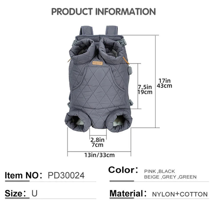 Winter Pet Backpack Carrier for Small Dogs and Cats - Insulated, Hands-Free, Windproof Travel Bag
