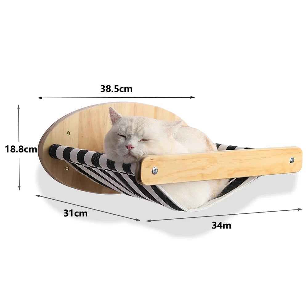 Cat Wall Climbing Shelf and Ladder with Scratching Post and Hiding House - Pet Furniture Tree Tower Accessories