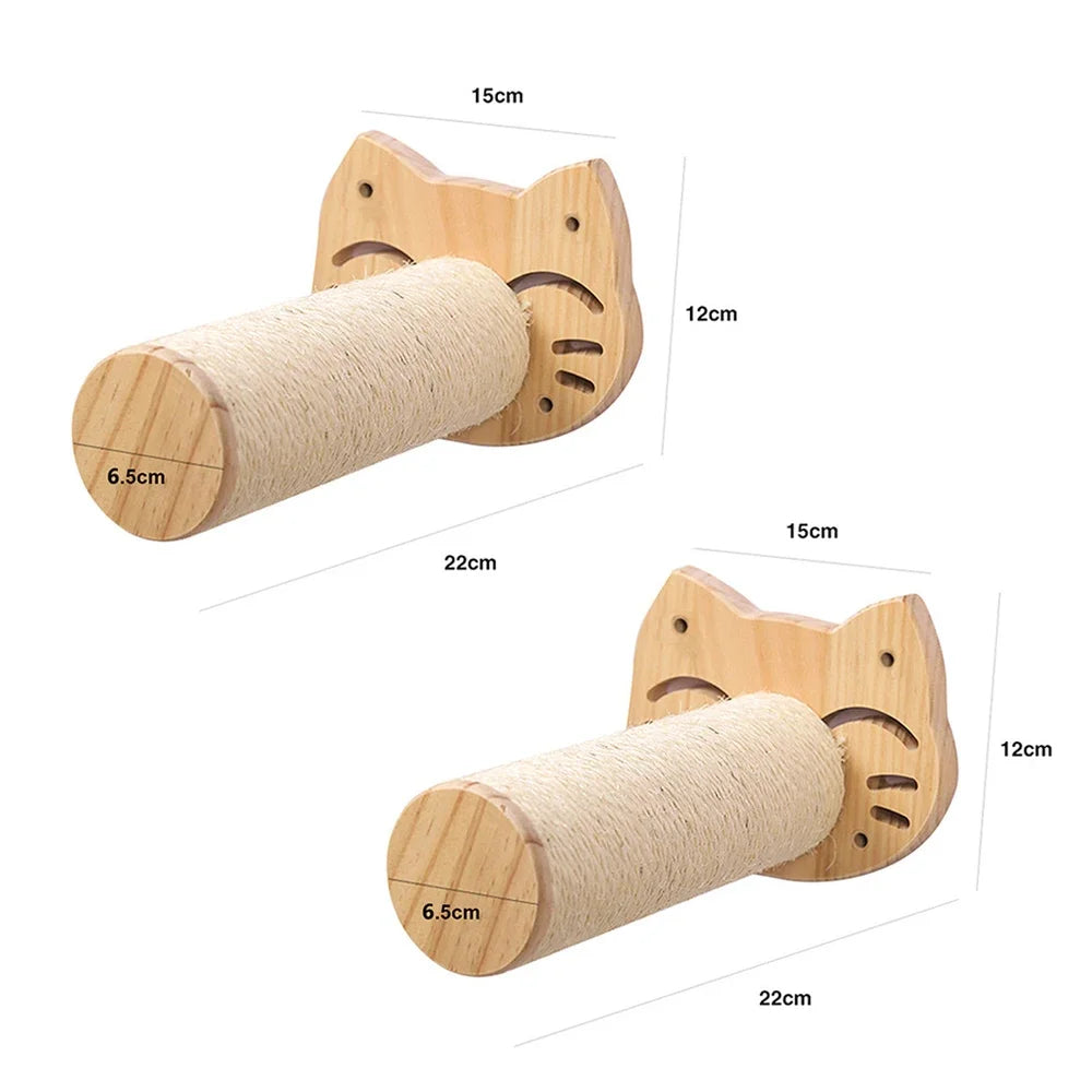 Cat Wall Climbing Shelf and Ladder with Scratching Post and Hiding House - Pet Furniture Tree Tower Accessories