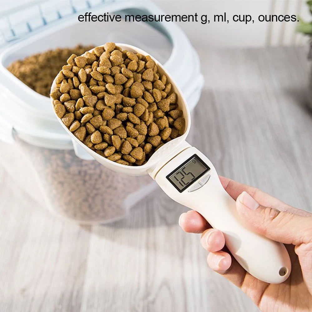 Electronic Pet Food Measuring Scoop with LED Display - Digital Dog and Cat Food Scale