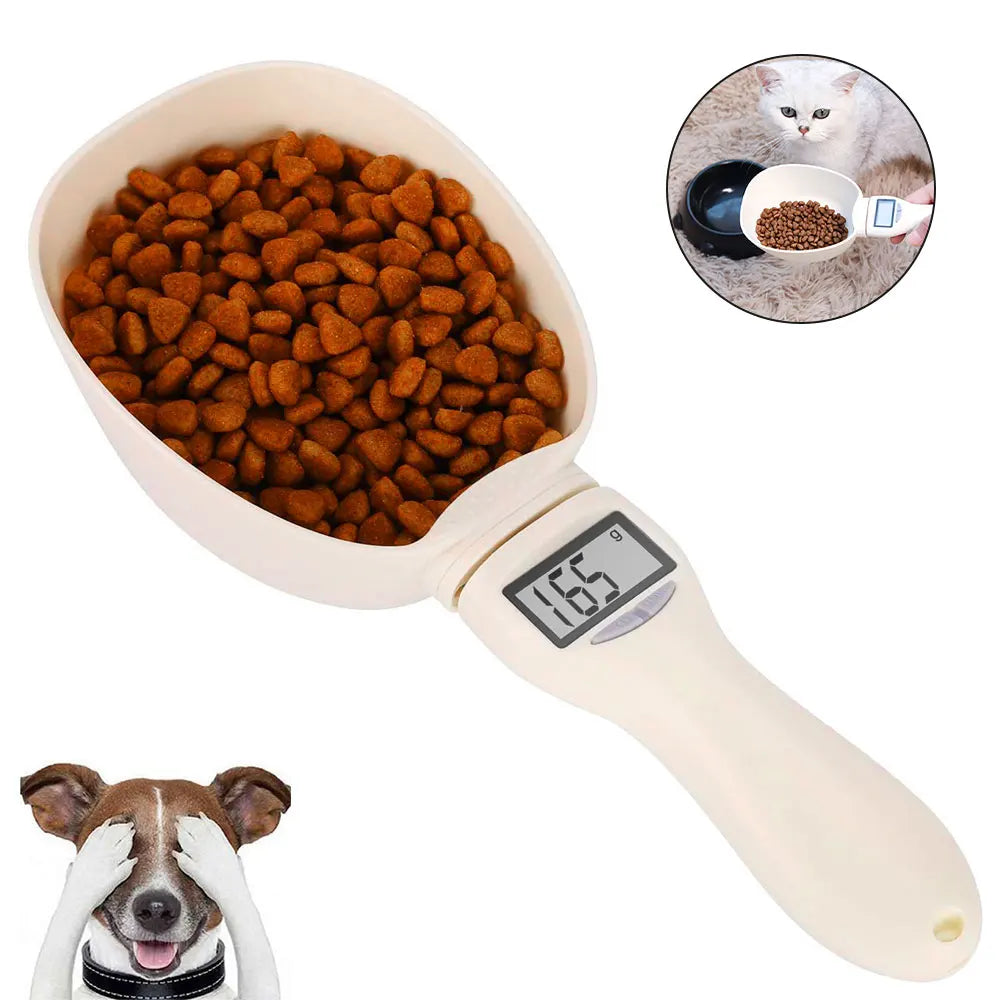 Electronic Pet Food Measuring Scoop with LED Display - Digital Dog and Cat Food Scale