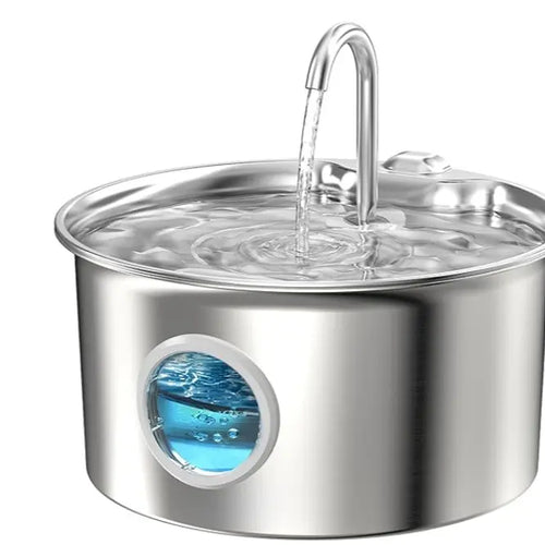 3.2L Stainless Steel Pet Water Fountain - Whisper-Quiet 25dB Automatic Cat Water Dispenser with 4-Stage Filtration and Water Level Indicator for Indoor Use